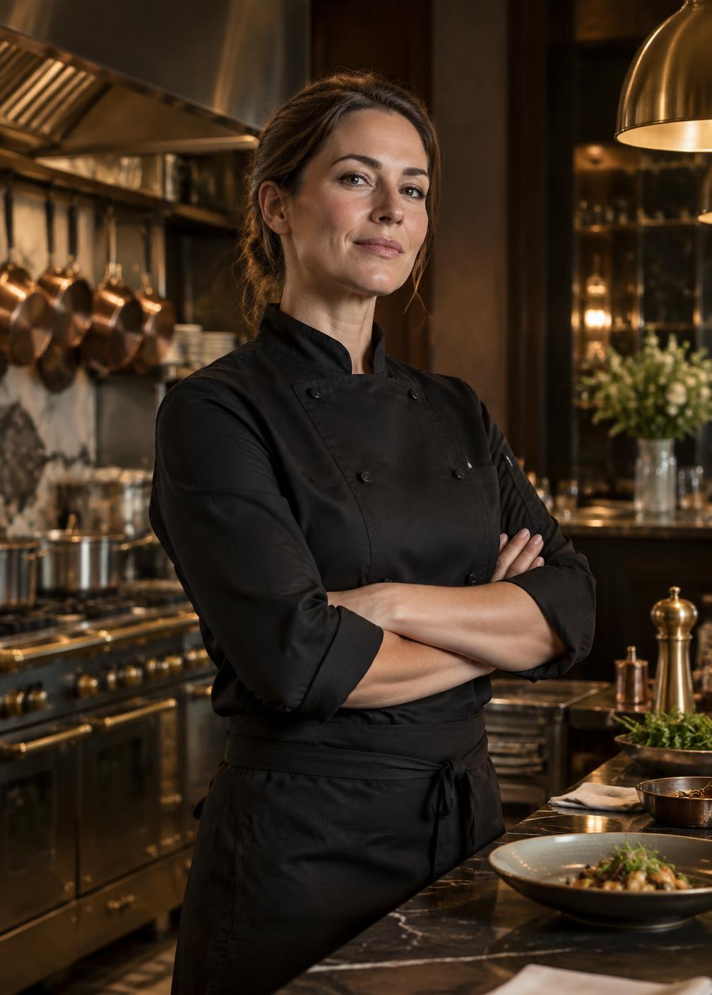 Executive Chef Amelia Laurent in The Noble Spoon kitchen